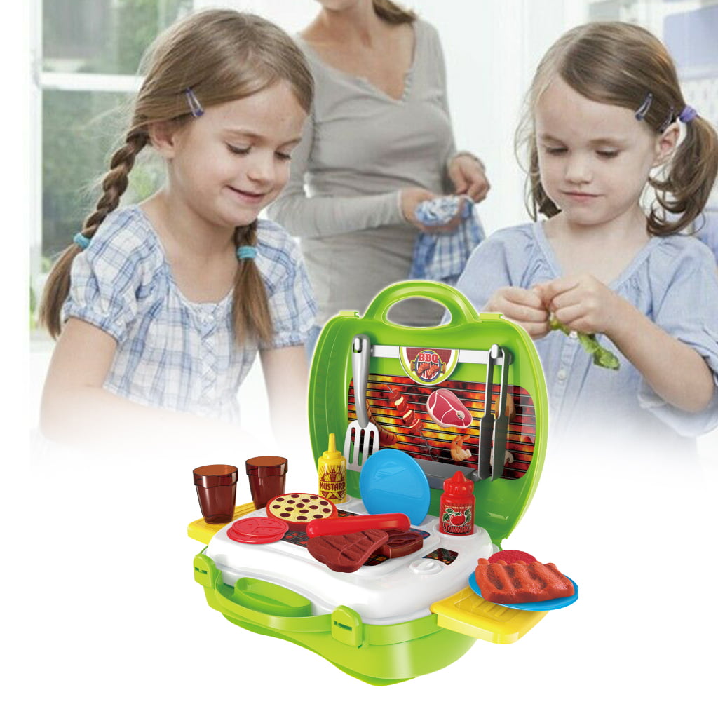 Kitchen Set Toys BBQ Grill For Kid Pretend Play Toddler Children Food Cooking for kids birthday Xmas