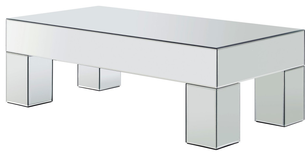 Contemporary Coffee Table  Square Block Legs and Large Top With Mirrored Panels   Contemporary   Coffee Tables   by Declusia  Houzz