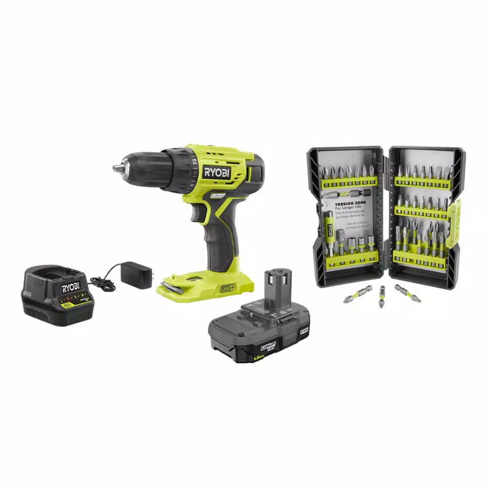 RYOBI 18-Volt Cordless ONE+ 1/2 in. Drill/Driver Kit w/(1) 1.5 Ah Battery and Charger and Impact Rated Driving Kit (40-Piece) and#8211; XDC Depot