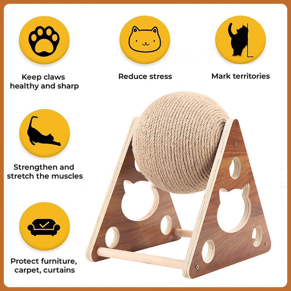 Kqiang Pet Cat Scratcher Toy Natural Sisal Cat Scratching Ball High Quality Us Stock