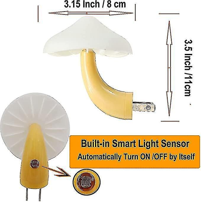 2-pack Light Control Mushroom Decorative Night Light Plug-in Light Sensor Bedside Lamp Led Light Bir