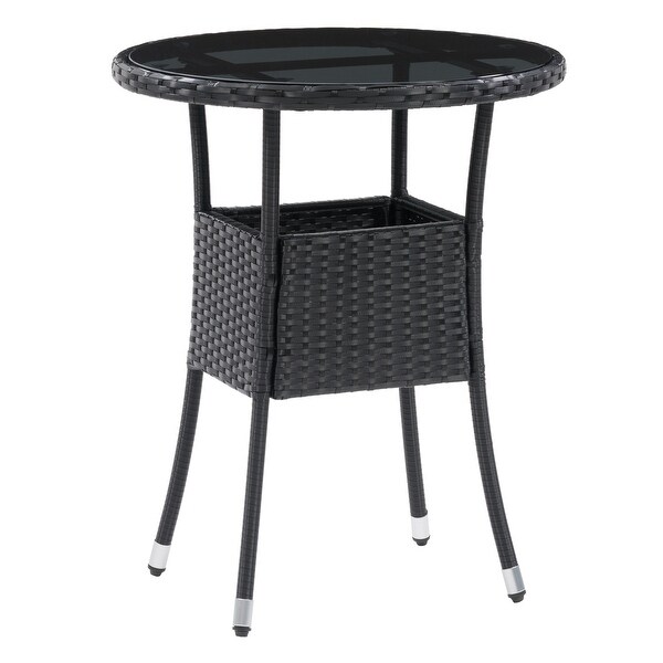 CorLiving Parksville Black Rattan Bistro Table