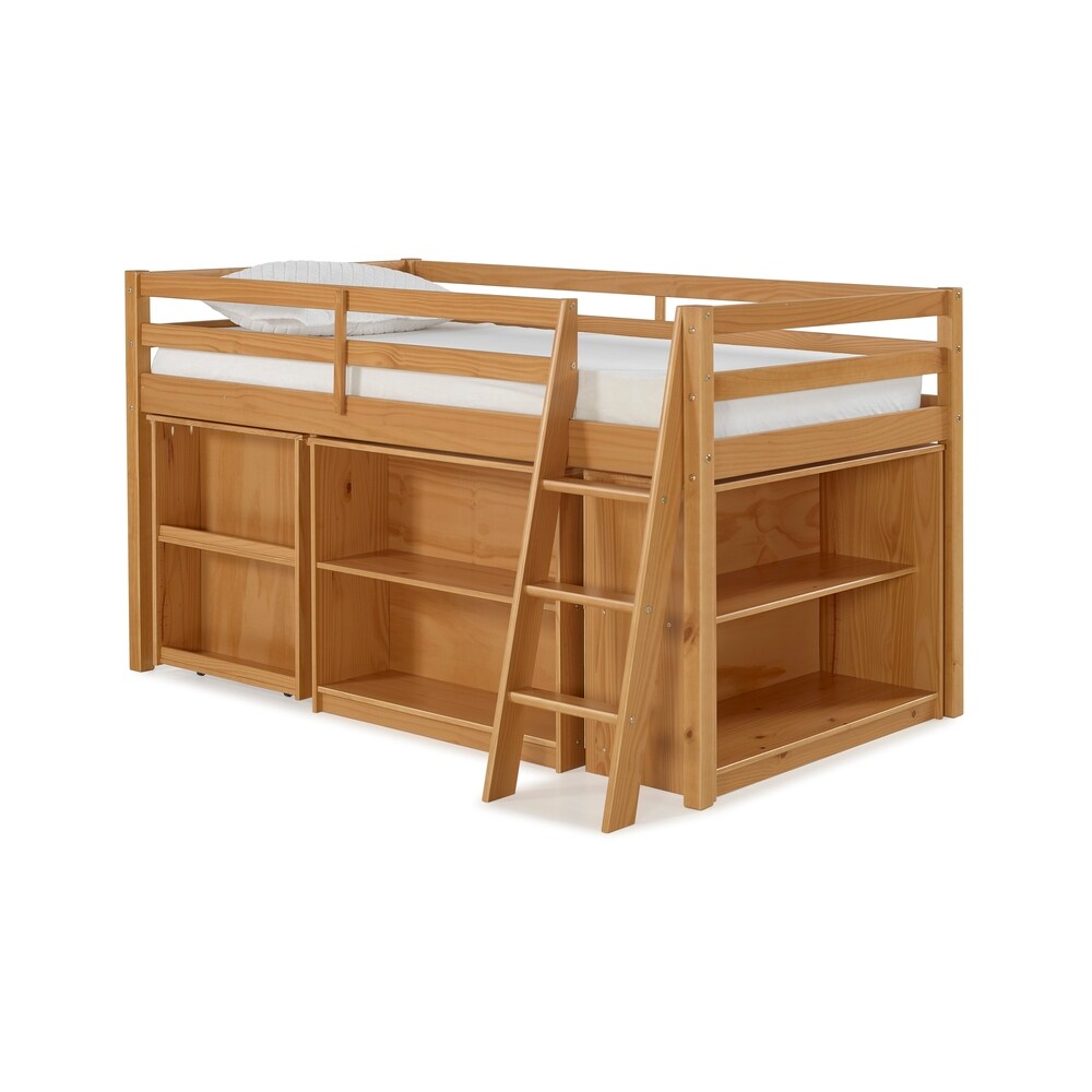 Roxy Solid Wood Junior Loft Bed with Desk  Shelving  and Bookcase