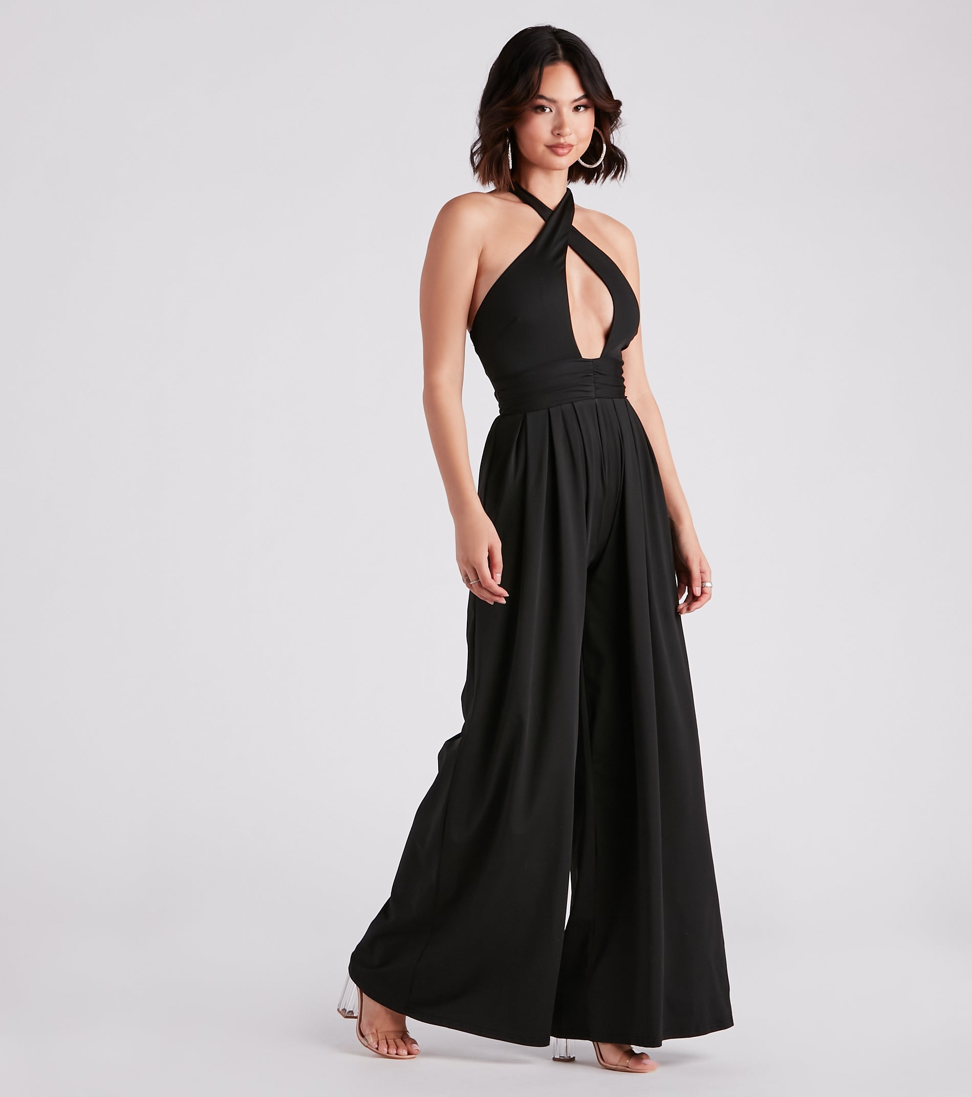 Cutie Crossing Halter Wide-Leg Jumpsuit