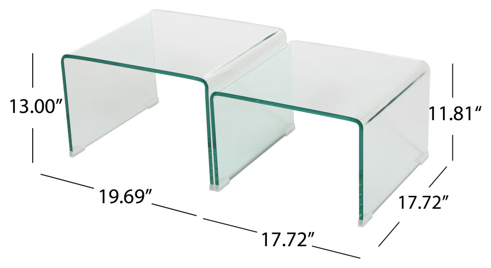 GDF Studio Angel 12Mm Tempered Glass Nesting Tables   Contemporary   Coffee Table Sets   by GDFStudio  Houzz