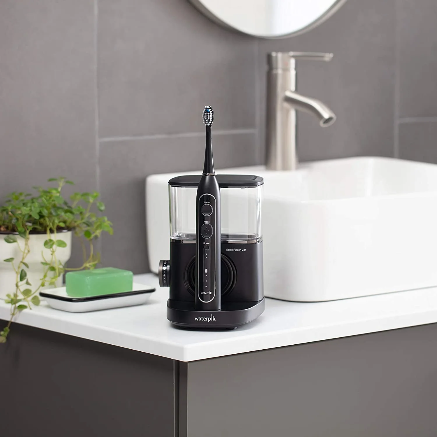 Waterpik Sonic-Fusion 2.0 Professional Flossing Toothbrush  Electric Toothbrush and Water Flosser Combo In One  Black