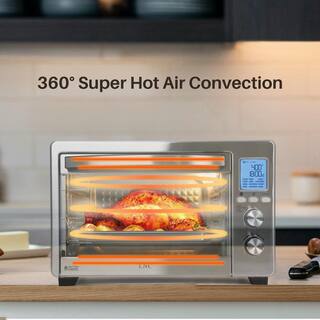 LNC 1.31Cu.ft Large Capacity 6-Slice Stainless Steel Multifunctional Digital Toaster Oven with 12-Cook Modes 3EERVYHD1000S68