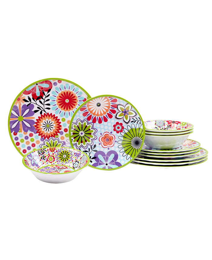 Certified International Carnaby Melamine 12 Piece Dinnerware Set Service for 4