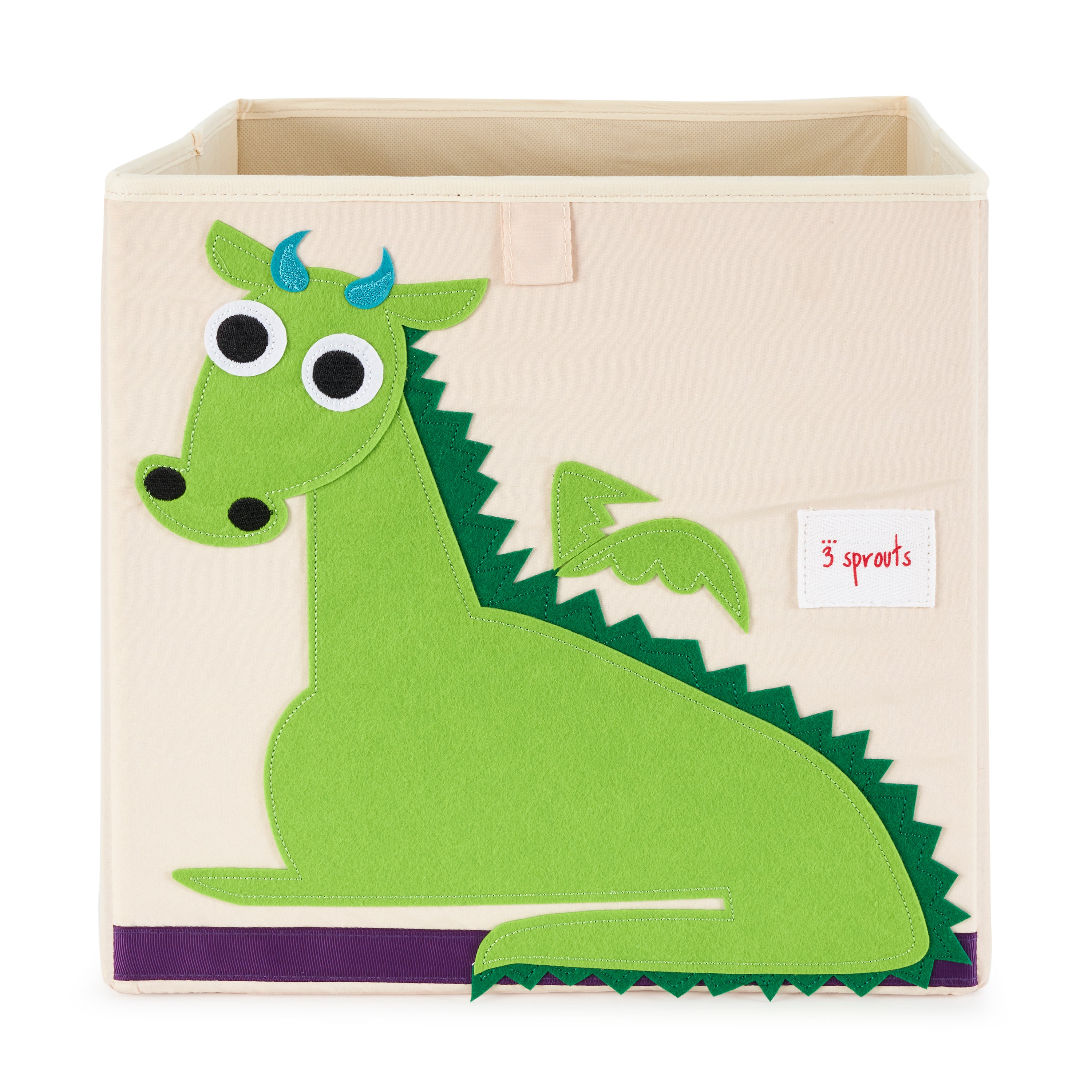 3 Sprouts Kids Felt Fabric Storage Cube Bin with Dragon & Peacock