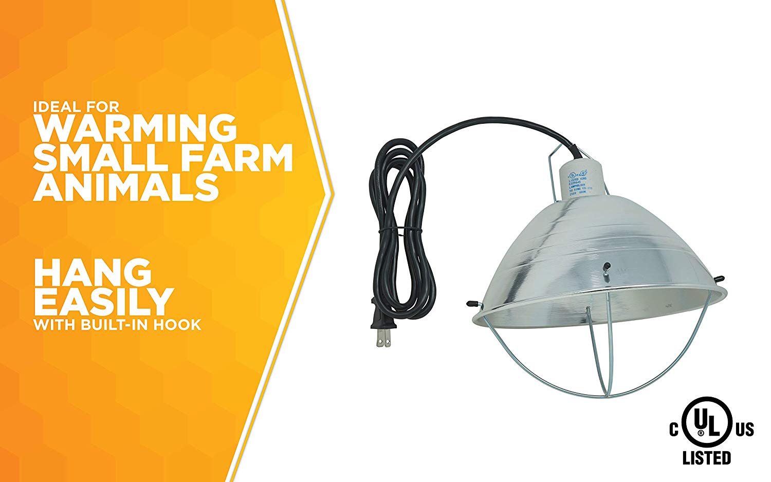 Woods 0165 Brooder Lamp with Bulb Guard，10.5 Inch Reflector and 6 Foot Cord (250 Watt， 18/2 SJTW)