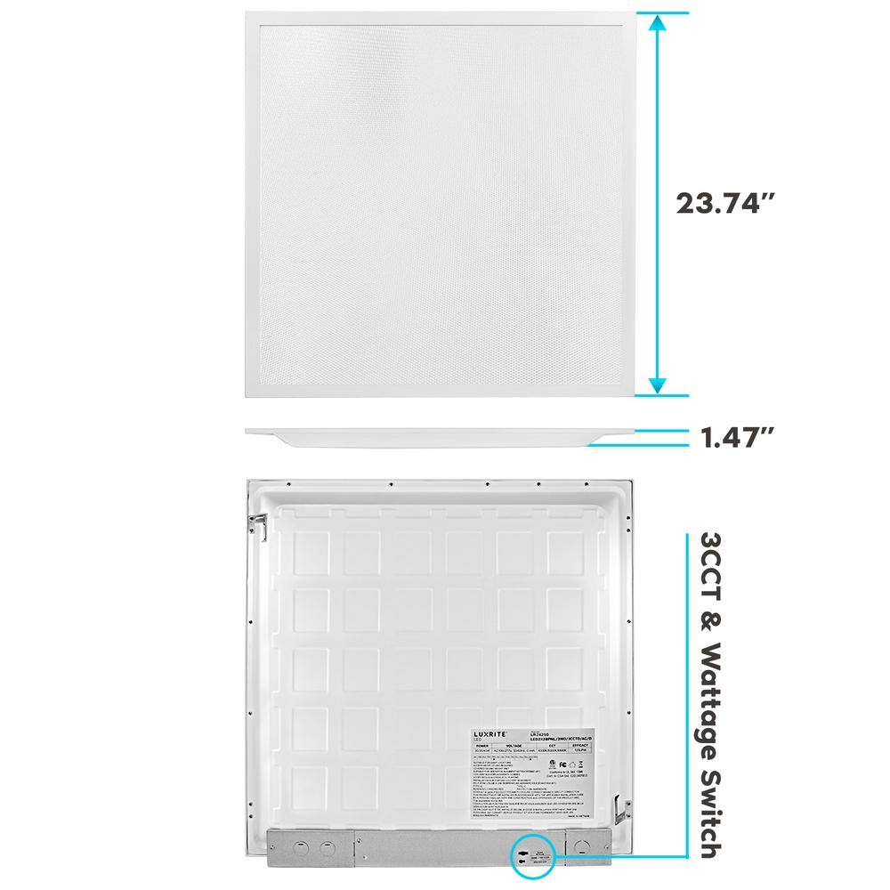 LUXRITE 2 ft. x 2 ft. Integrated LED Flat Panel Light 303540-Watt 3 Color Selectable 375043755000 Lumens ETL DLC (4-Pack) LR24250-4PK