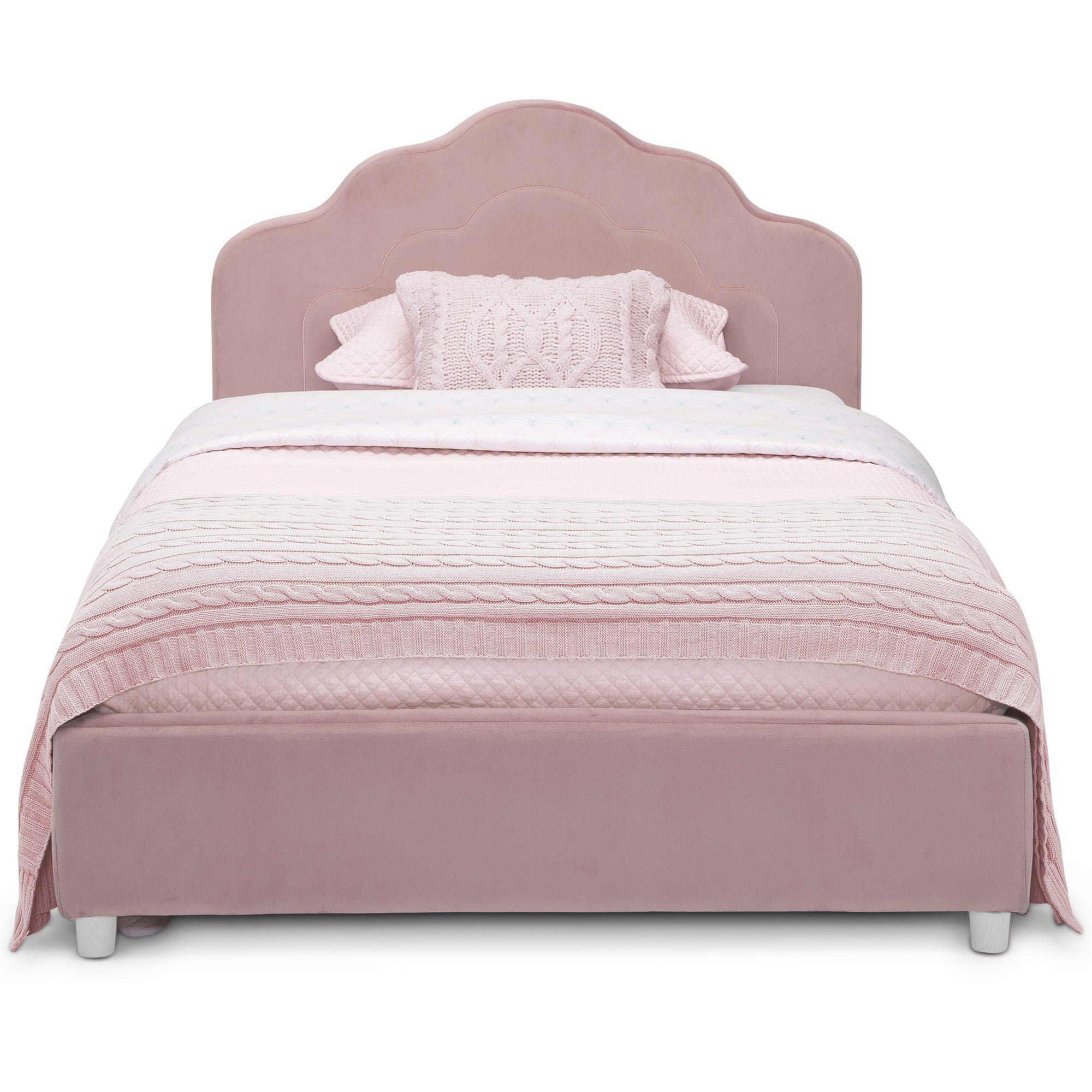 Delta Children Comfort Wood Upholstered Bed, Twin, Rose Pink