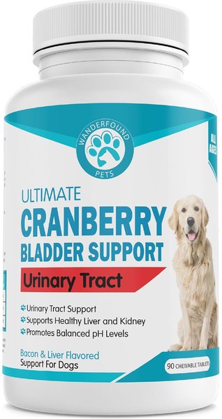 Wanderfound Pets Ultimate Cranberry Bladder and Urinary Tract Support Cat and Dog Supplement， 90 count