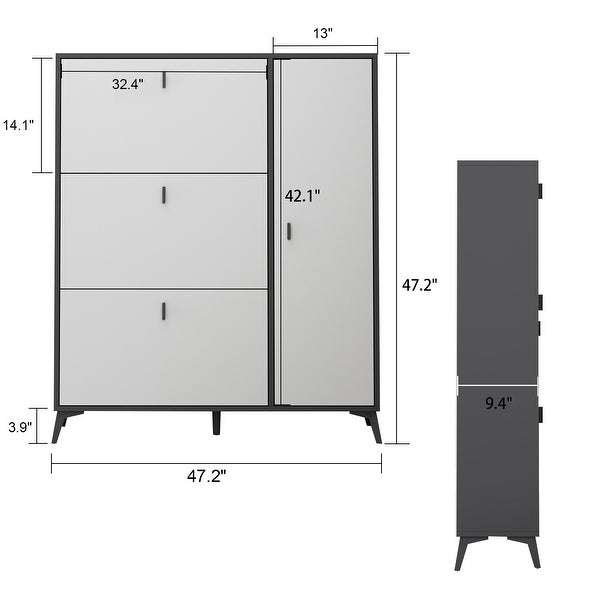 FAMAPY 3 Drawer 1 Cabinet Entryway Shoe Cabinet Wood Shoe Storage - - 36136494