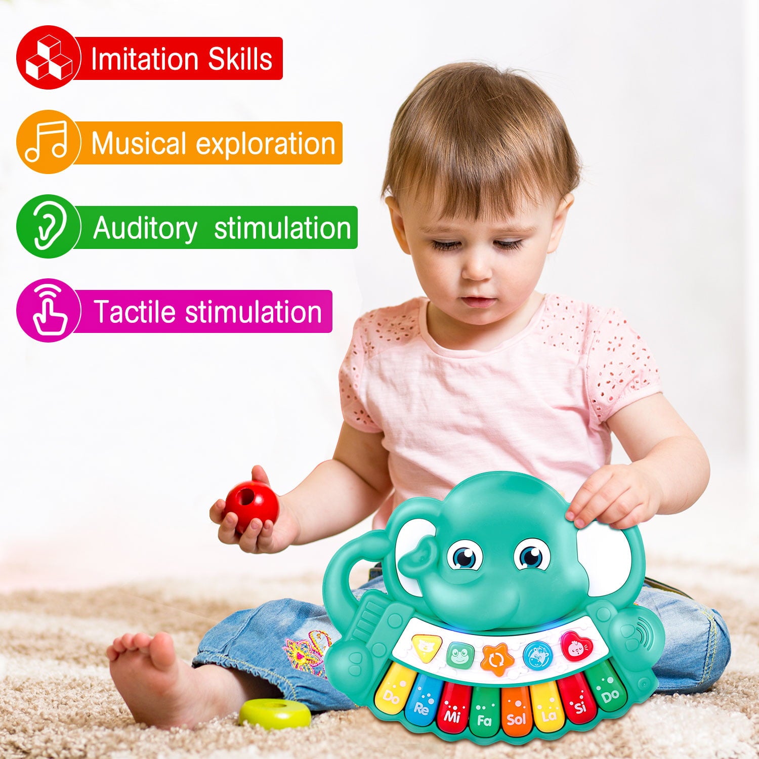 Baby Toys 6-12 Months， Montessori Toys for 1 Year Old Boys and Girls， Baby Toys for Toddler 12-24 Months，  Musical Piano Educational Toys