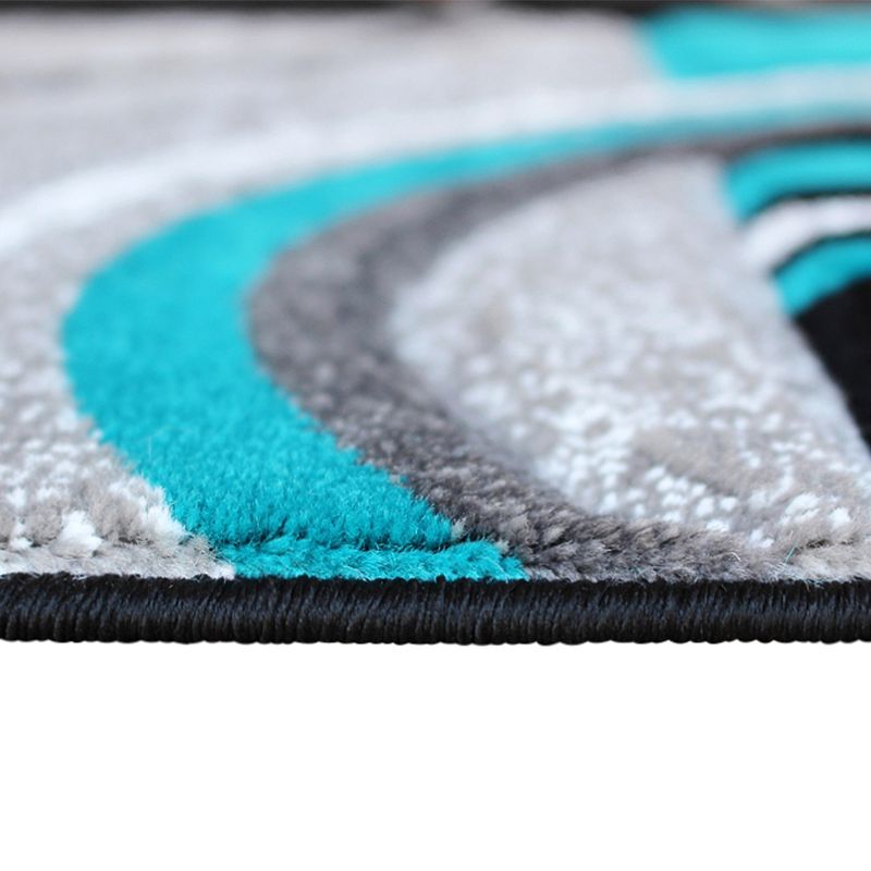 Masada Rugs Masada Rugs Sophia Collection 3'x10' Hand Sculpted Modern Contemporary Area Rug in Turquoise， Gray， White and Black