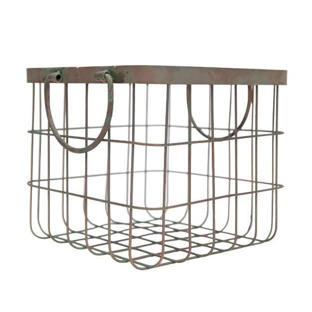 Patina Metal Basket Foreside Home amp Garden