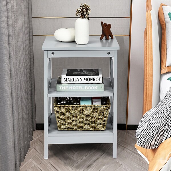 Costway 3-tier Nightstand Sofa Side End Accent Table Storage Display - - 36902713