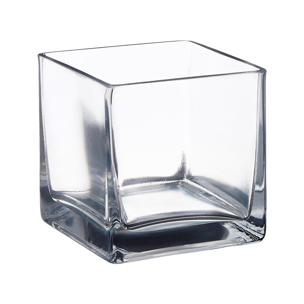 Enova Home Square Shape Clear Glass Vase For Home Garden Decoration