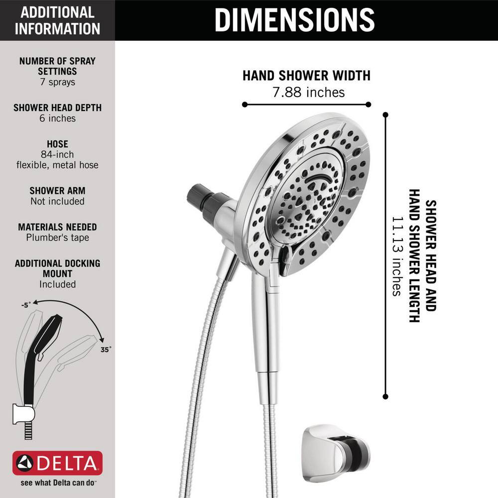 Delta In2ition 7-Spray Patterns 1.75 GPM 7.88 in. Wall Mount Dual Shower Heads in Chrome 75888