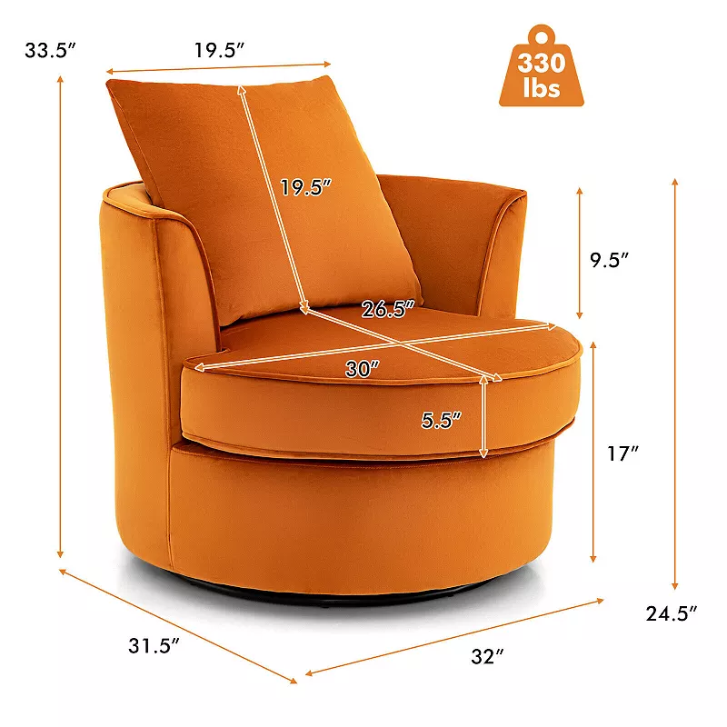 Modern 360 Swivel Barrel Chair with No Assembly Needed-Orange