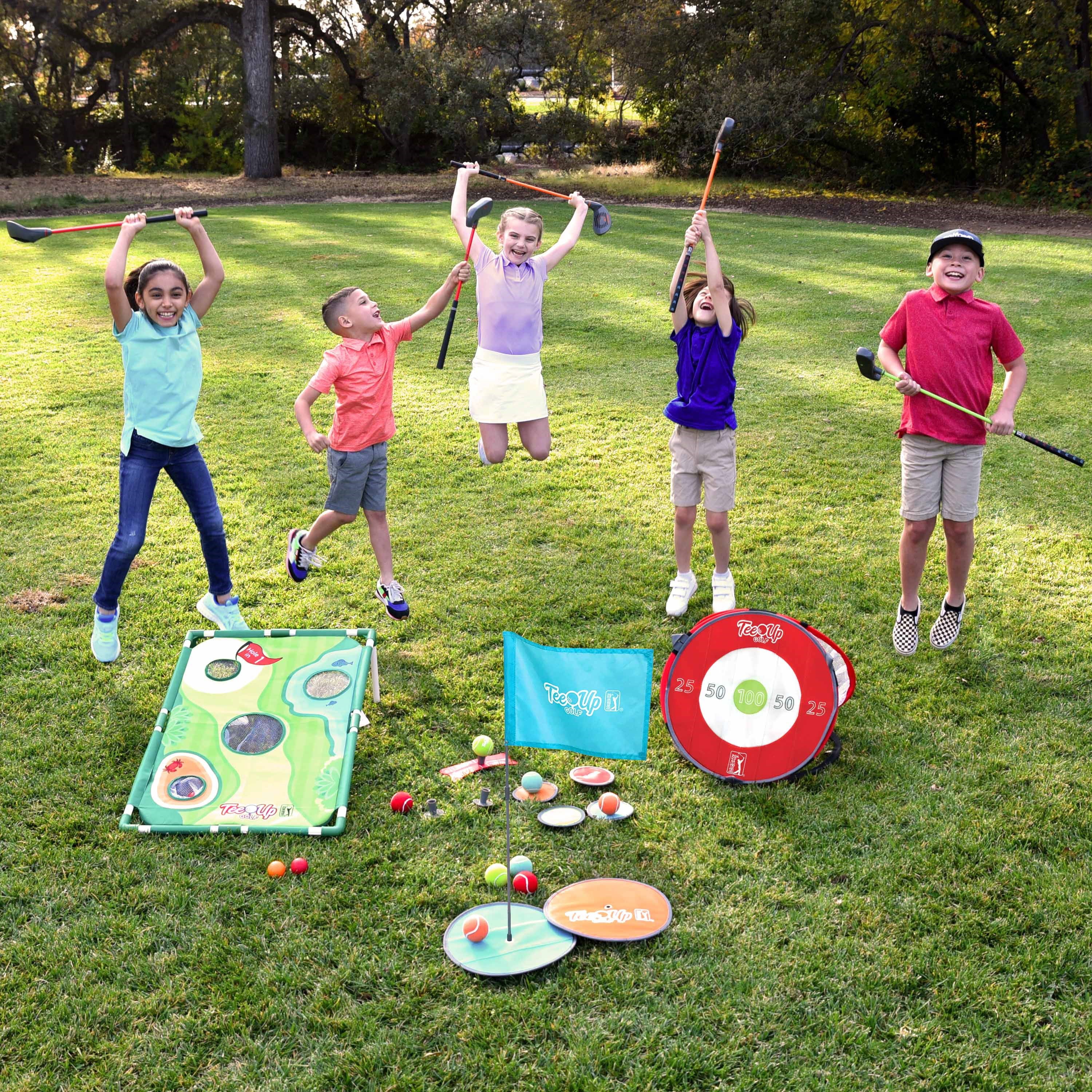 Tee-Up Kids Golf Chipping Net Practice Set， Set of 3， Multicolor