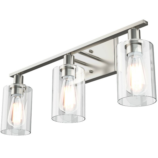 Tangkula Bathroom Vanity Light Modern Wall 3 light Sconce Fixtures W Clear Glass Shade