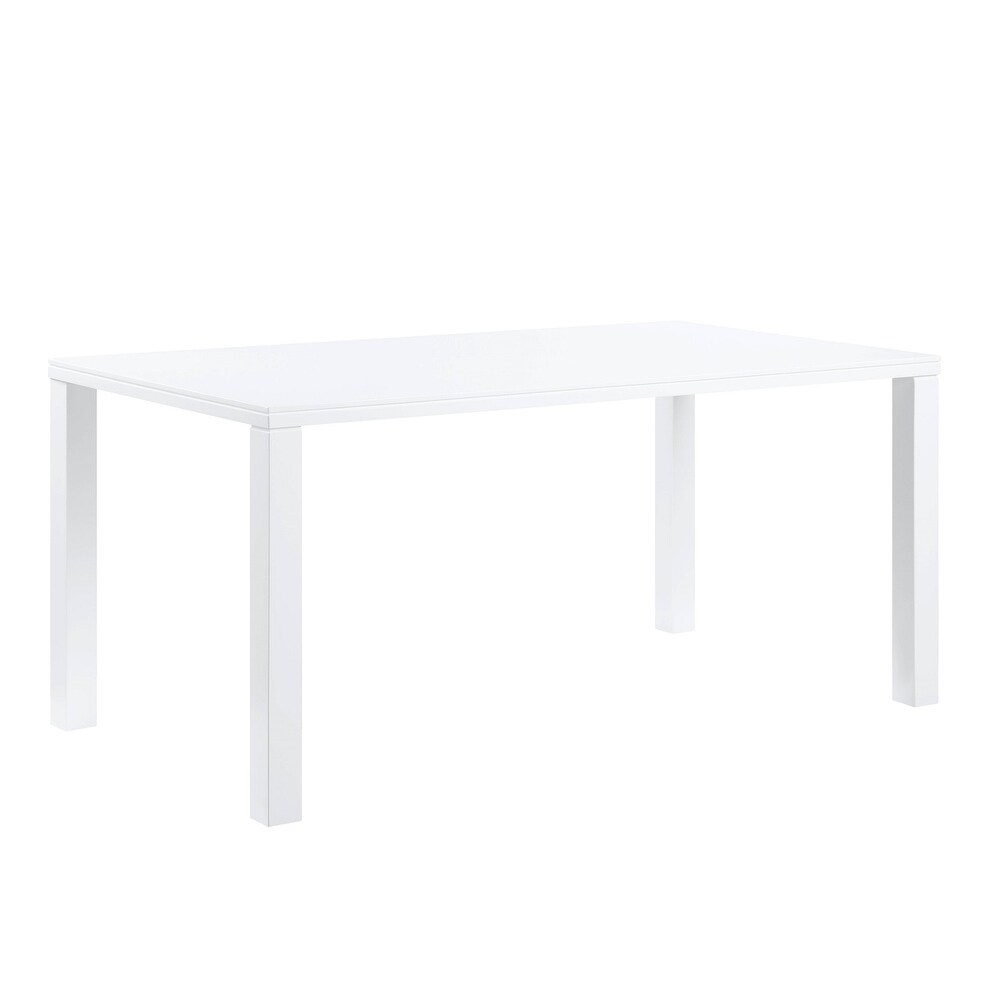 Rectangular Wood Dining Table in High Gloss White Finish