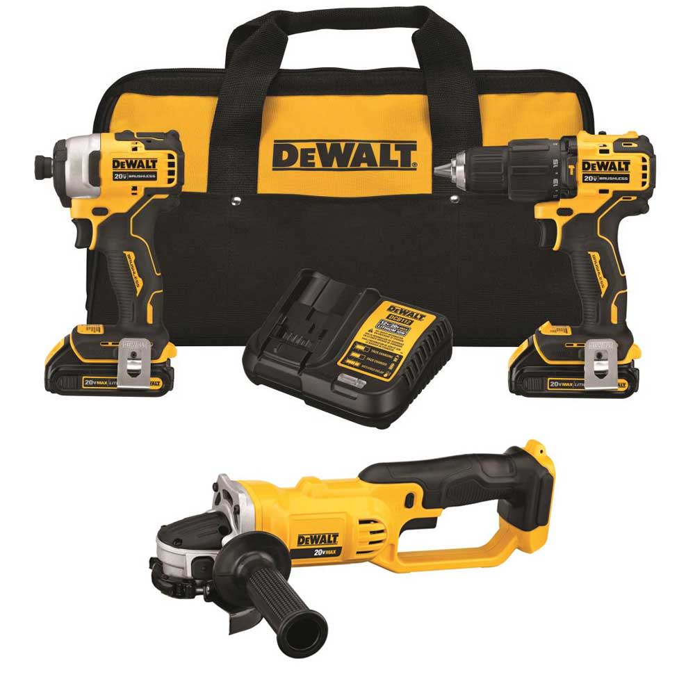 DEWALT ATOMIC 20V MAX* 1/2 Hammer Drill/Driver 1/4 Impact Driver Cut Off Tool Bundle