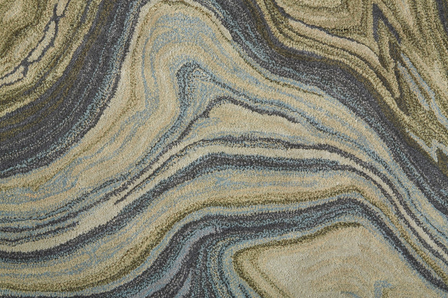 Nakita Hand-Tufted Watercolor Olive Green/Deep Gray/Blue Rug