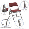 Flash Furniture HERCULES Series Curved Triple Braced & Double Hinged Burgundy Patterned Fabric Metal Folding Chair