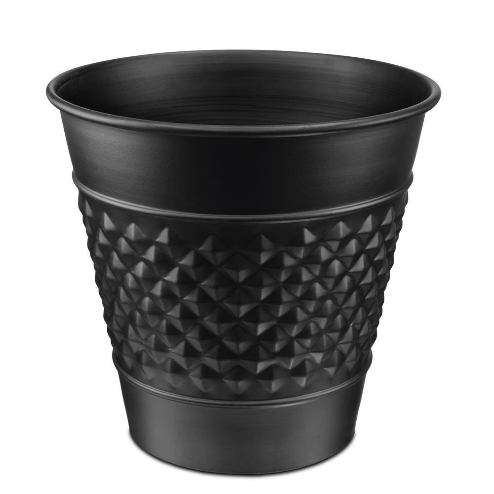 Monarch Abode Handcrafted Geometric Metal Wastebasket in Black 29128