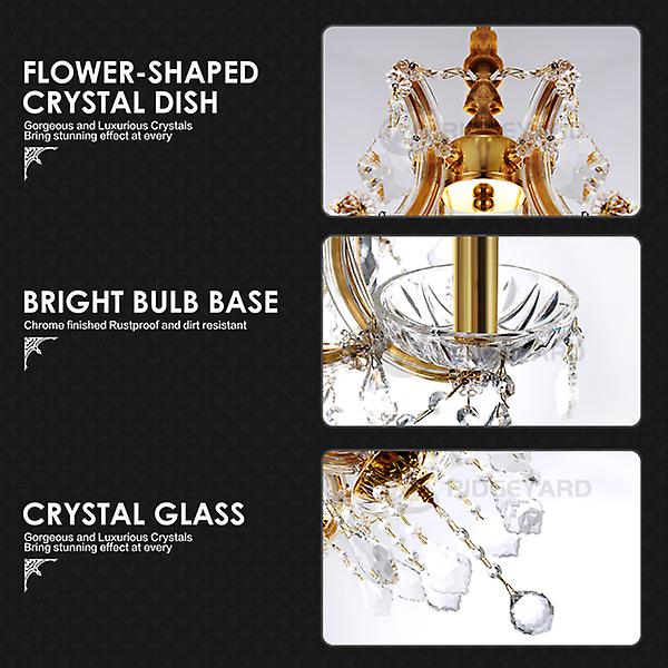 K9 Crystal Chandeliers Lighting 4 Lights Crystal Ceiling Lamp Home Decoration Gold 42845