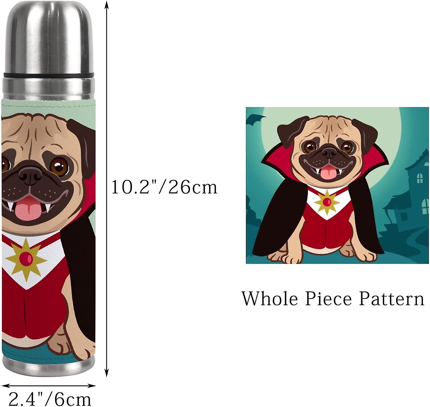 Insulated Mug Stainless Steel Water Bottle Halloween Pug Dog In Vampire Costume Vacuum Cup Travel Mug