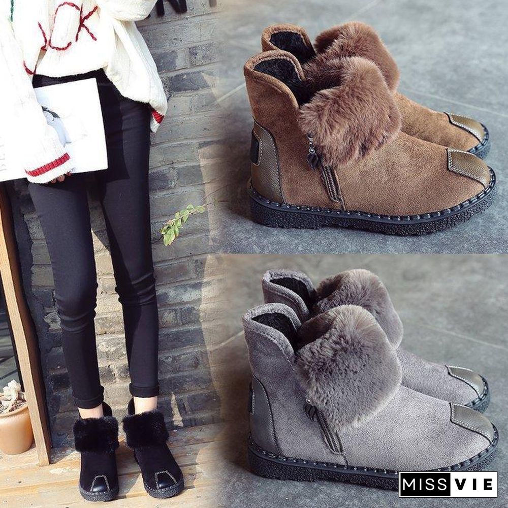 Zipper Platform Outdoor Suede Boots