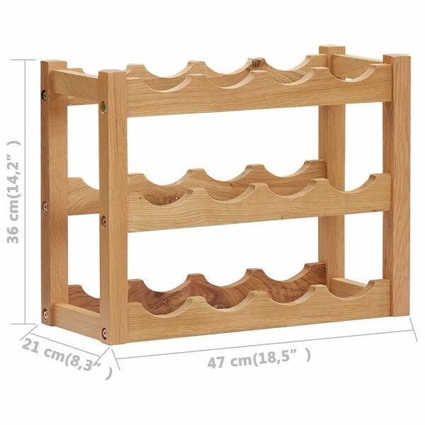 Wine Rack Free Standing Wine Holder for 12 Bottles， Oak