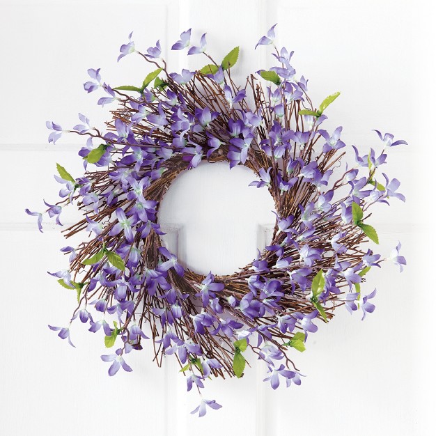 Collections Etc Spring Floral Forsythia Twig Wreath