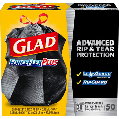 Clorox Glad Trash Bags | 30gal， .90Mil， 50