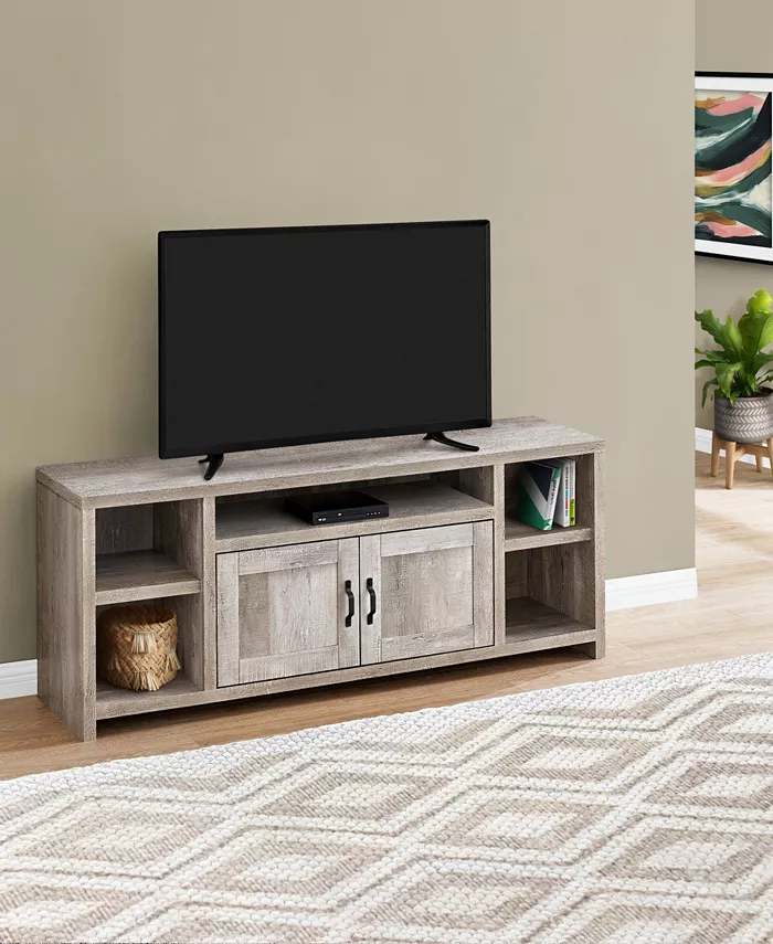 Monarch Specialties Modern Farmhouse TV Stand with 2 Doors