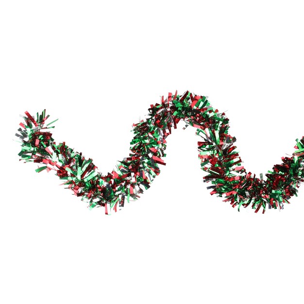 Unlit Green red Wide Cut Shiny Tinsel Christmas Garland