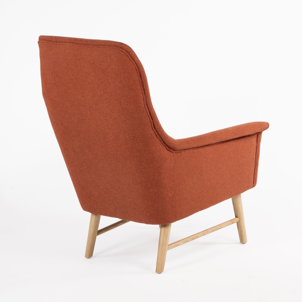 Gaston Chair  Orange and Wood   Transitional   Armchairs And Accent Chairs   by Galla Home  Houzz