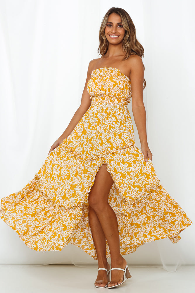 Love My Tequila Sunrises Maxi Dress Mustard