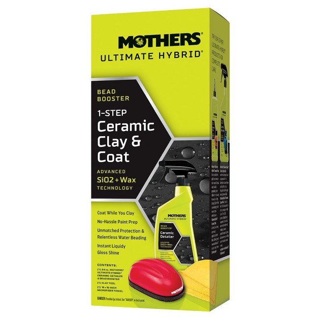 Mothers 07260 Ultimate Hybrid 1 step Ceramic Clay amp Coat Automotive Detailer Kit 24 Fl Oz