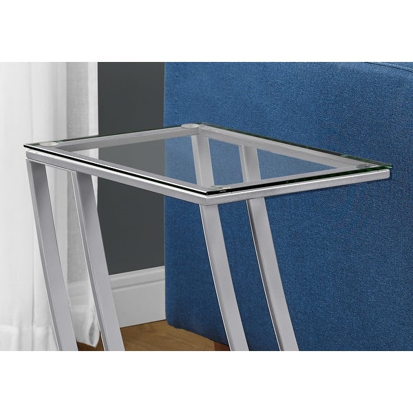 Silver Metal With Tempered Glass Accent Table