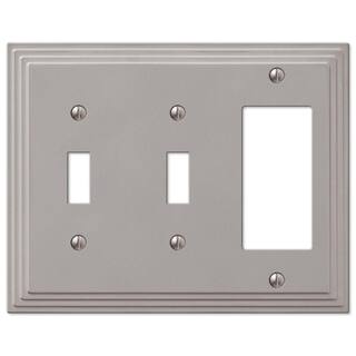 AMERELLE Tiered 3 Gang 2-Toggle and 1-Rocker Metal Wall Plate - Satin Nickel 84TTRN