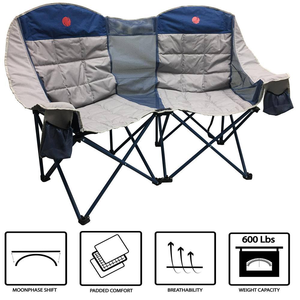 OmniCore Designs MoonPhase Double LoveSeat Heavy-Duty Quad Folding Camp Chair (Integrated Cupholders) 850008244452