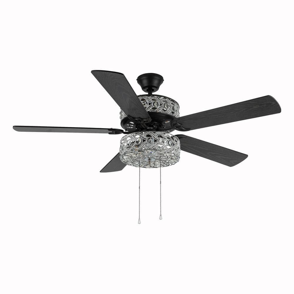 River of Goods Gracie Grand 52 in Silver with Clear Crystal LED Ceiling Fan With Light