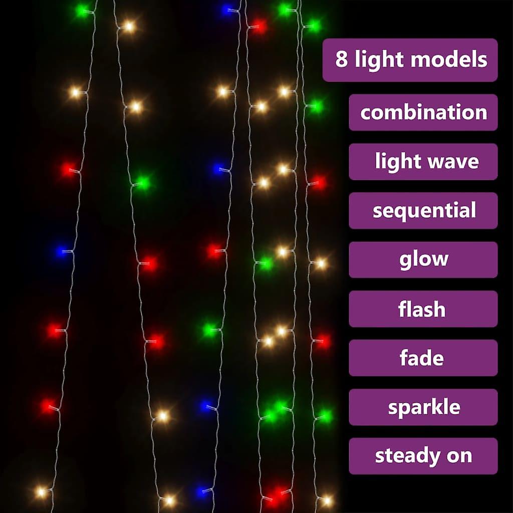 Vidaxl Led Curtain Fairy Lights 9.8'x9.8' 300 Led Colorful 8 Function