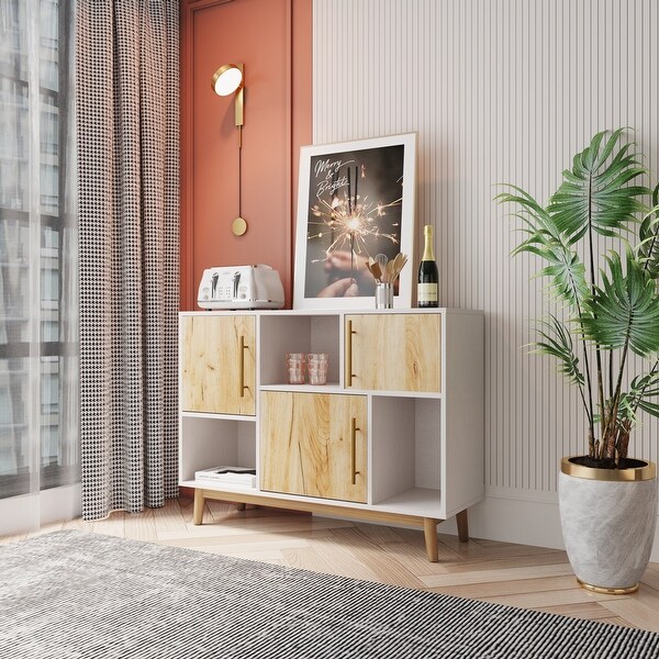 Multi-purpose storage cabinet with display stand and door