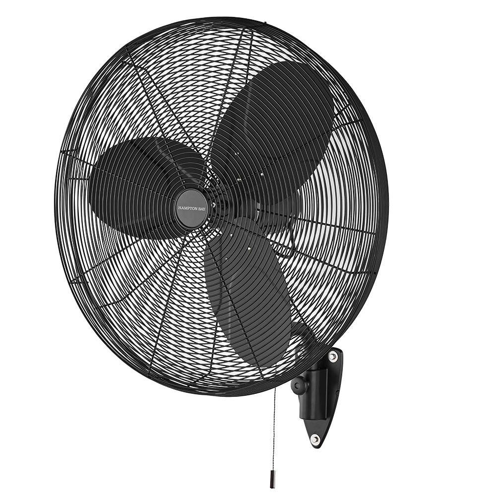 Hampton Bay 30 in. 3-Speed High Velocity Black Wall Mount Fan with 3 Blades 82030